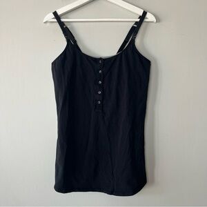 Gilligan and O'Malley Black and Gray Shelf Bra Nursing Camisole XL